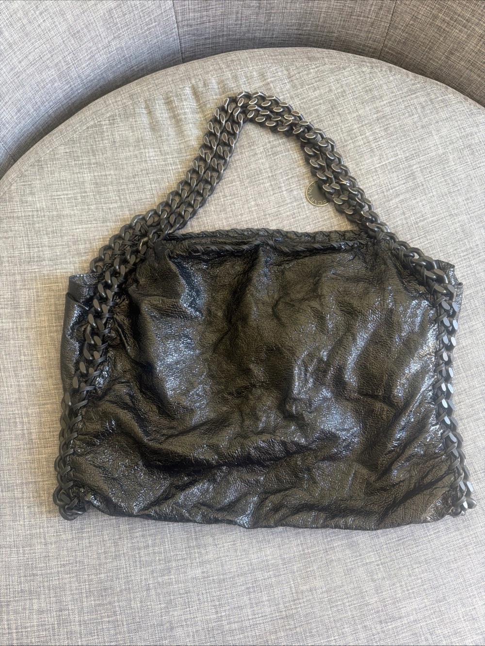 Stella McCartney Black Shiny Chain-Trim Tote
